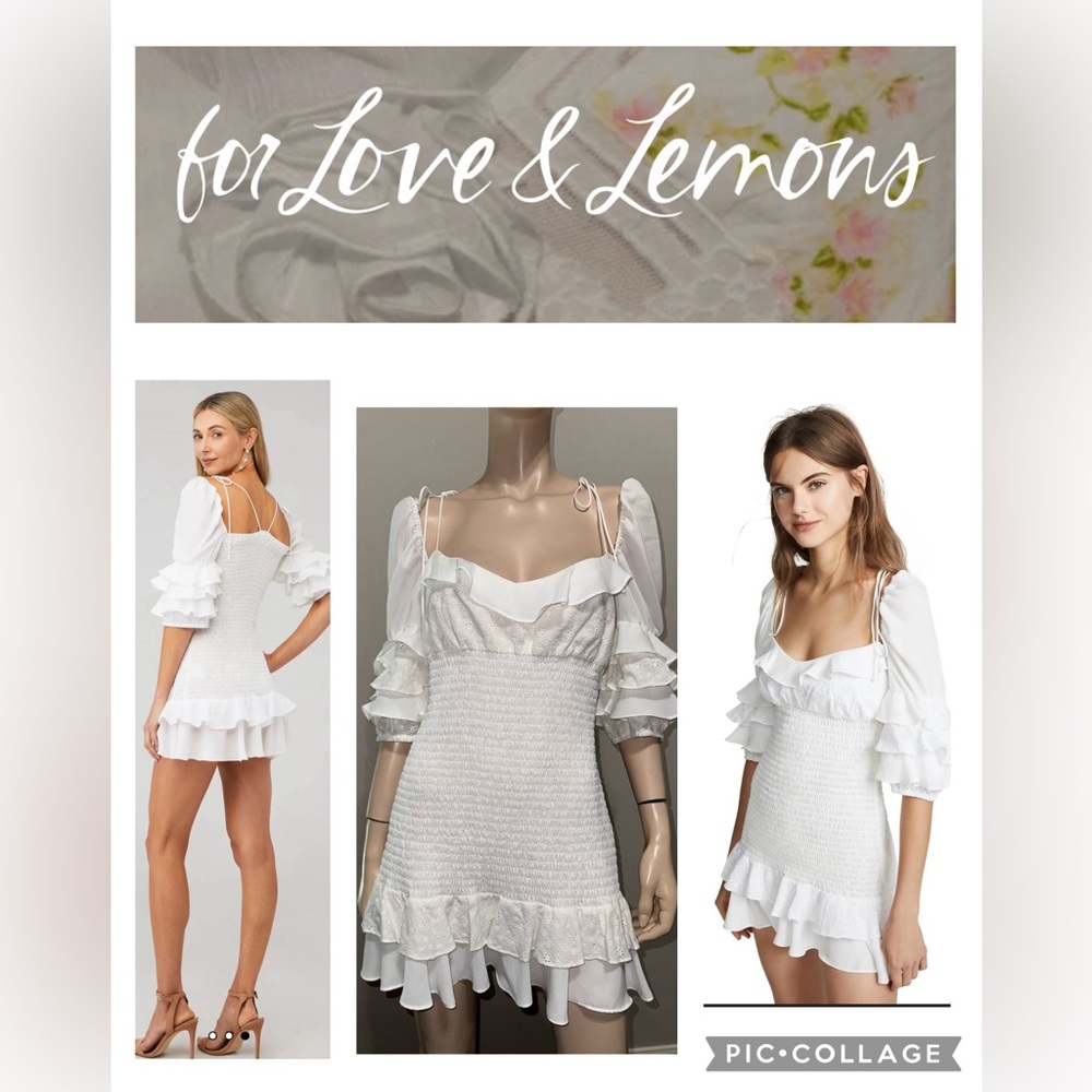 For Love & Lemons Bora Bora Ruffle Mini Dress L